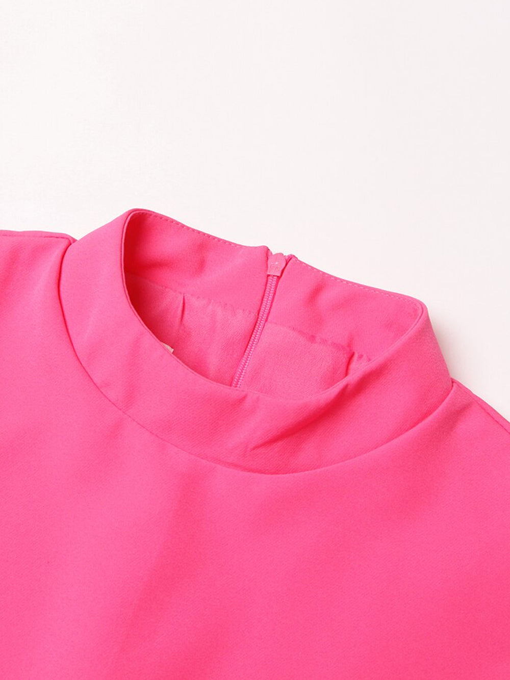 Mock Neck Sleeveless Feather Trim Hem Shift Mini Dress