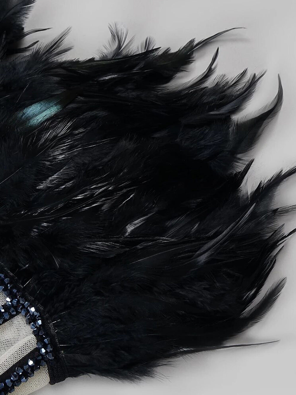 Strapless Feather Sweetheart Corset Bodice Beaded Trim Asymmetric Hem Mini Dress