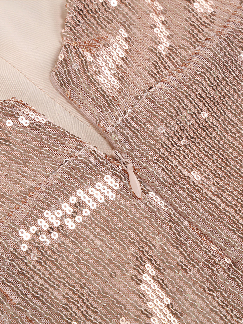 Sequin Deep V-Neck Spaghetti Strap Feather Hem Bodycon Mini Dress