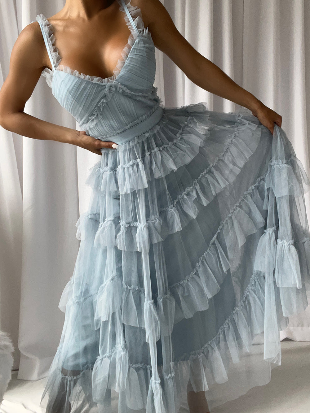 NILA Tulle Maxi Dress in Columbia - View 5