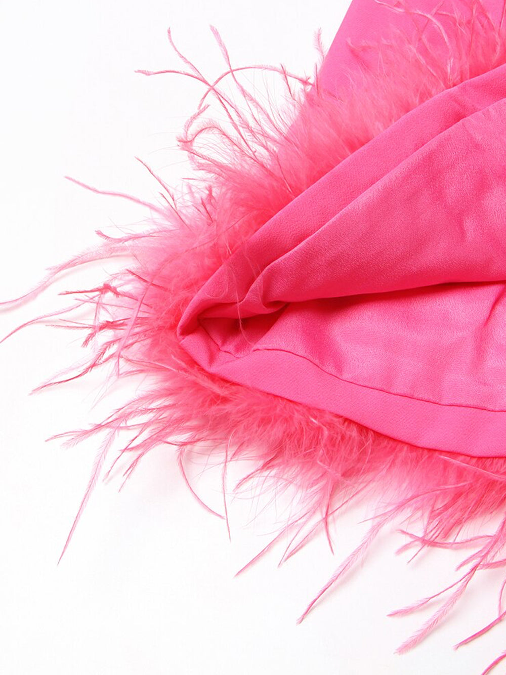 Mock Neck Sleeveless Feather Trim Hem Shift Mini Dress