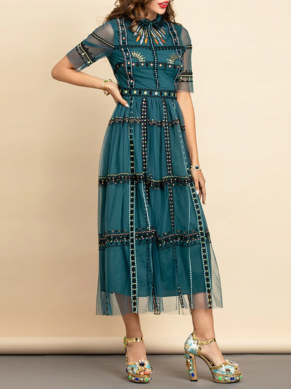LEITA Lace Midi Dress - View 3
