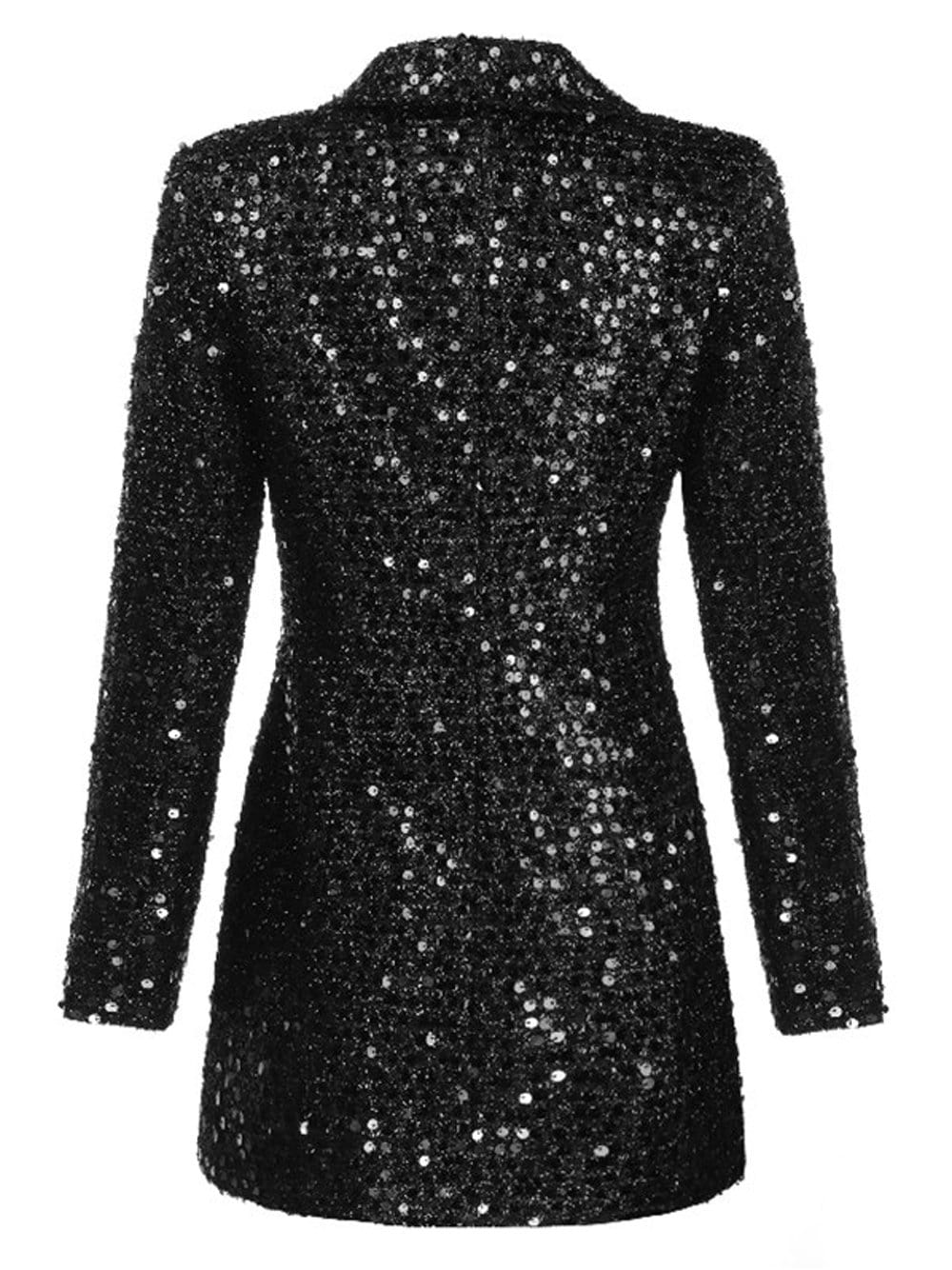 Sequin Double Breasted Notched Lapel Long Sleeve Blazer Mini Dress