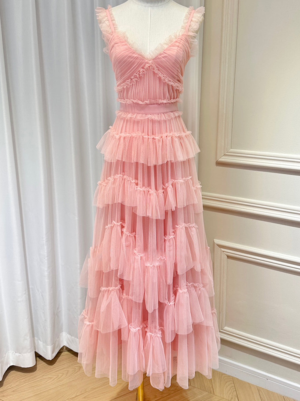 NILA Tulle Maxi Dress in Pink - View 8