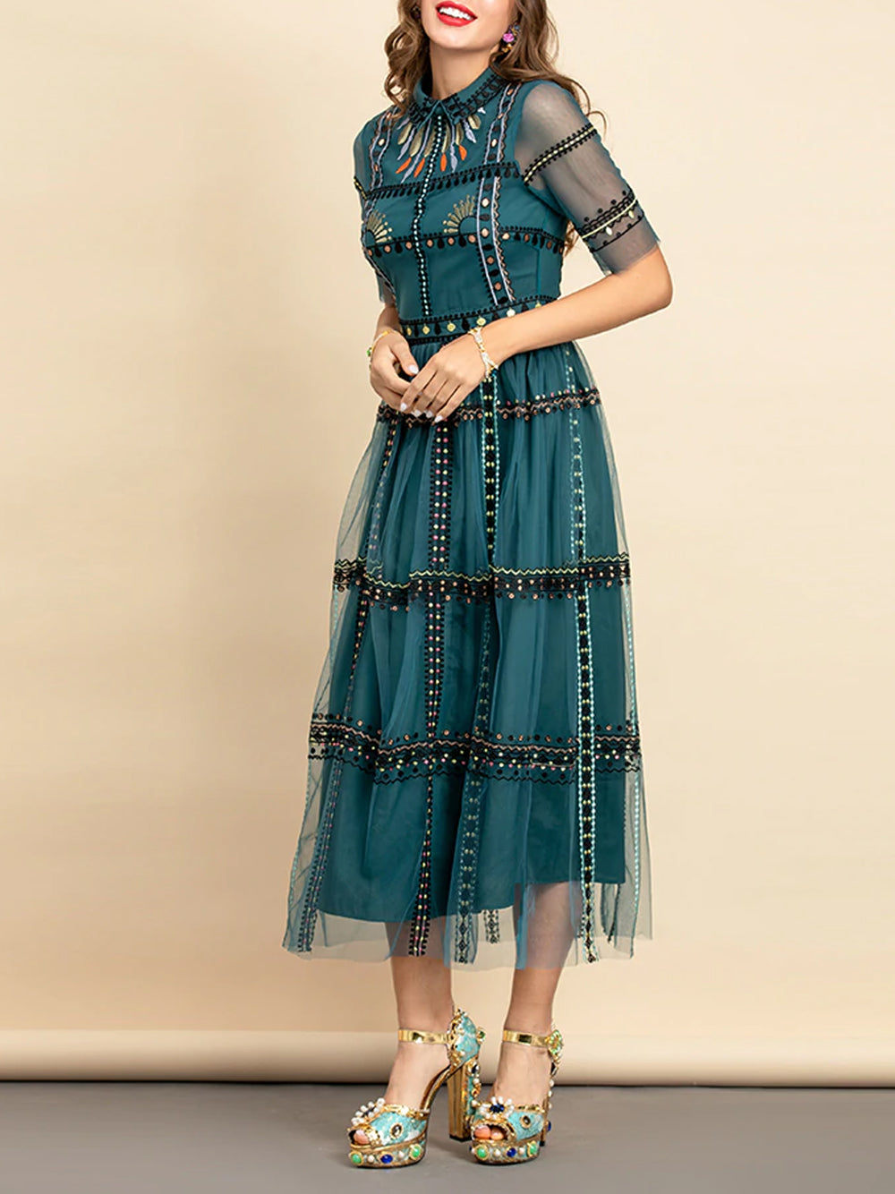 LEITA Lace Midi Dress - View 4