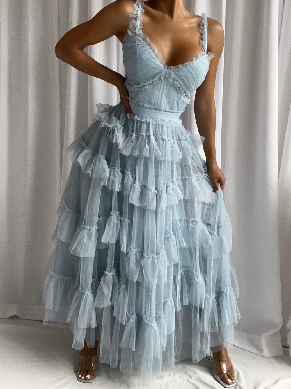 NILA Tulle Maxi Dress in Columbia - View 6