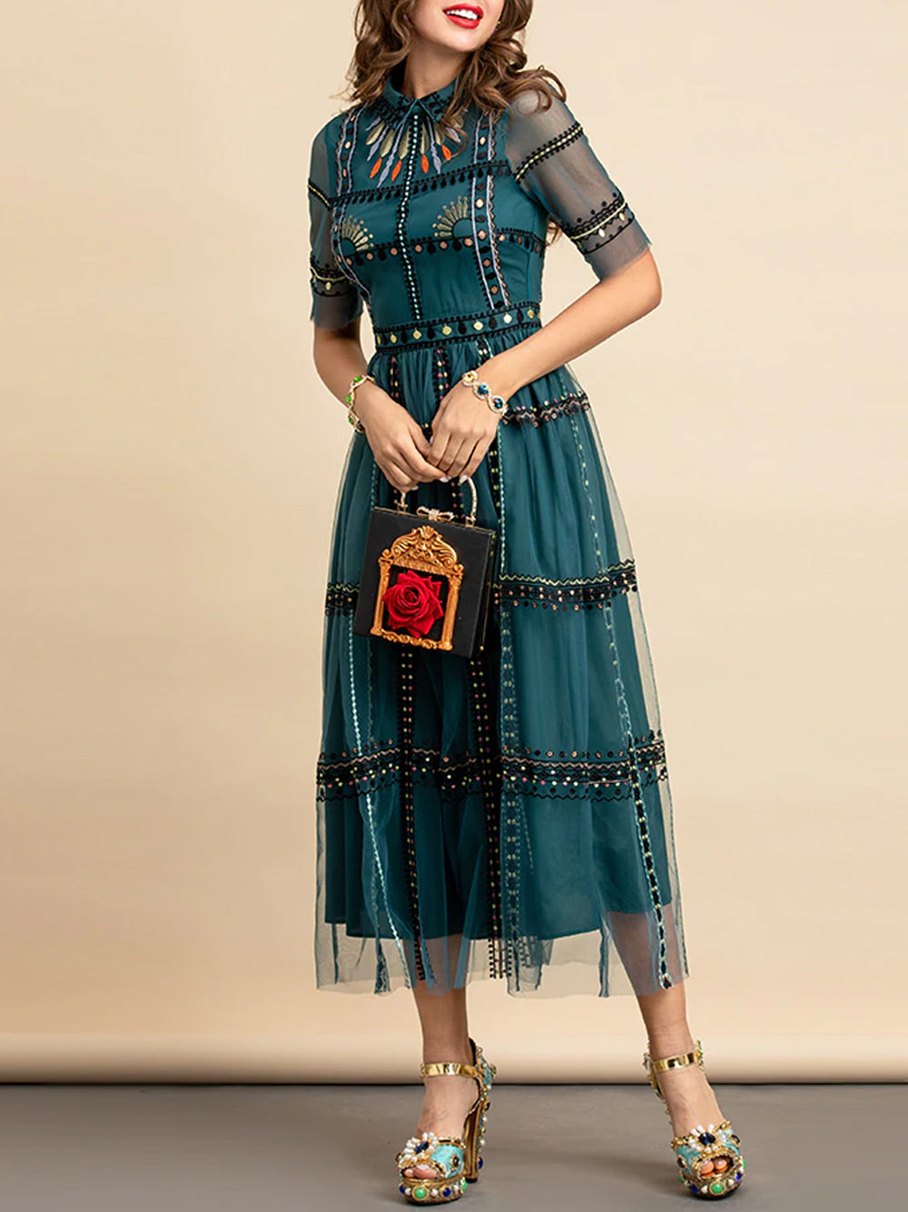 LEITA Lace Midi Dress - View 5