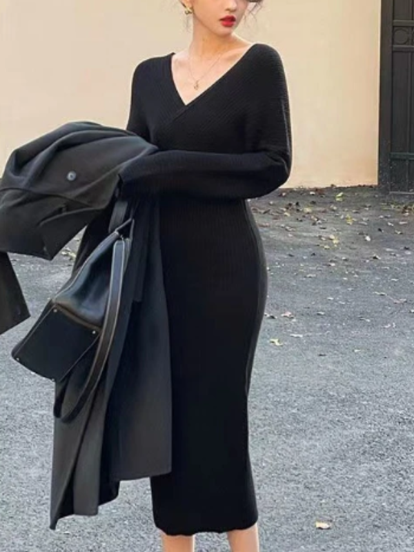 Ngan Fell Knit Dress for Women Elegant Evening Look