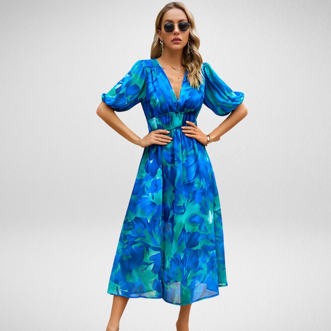 Sabrina Chic Charming V Neck Dress Designer Edit