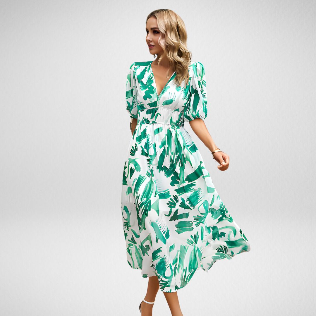 Sabrina Chic Charming V Neck Dress Designer Edit