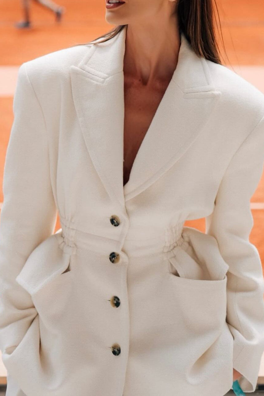 Structured V-Neck Shoulder Pad Blazer