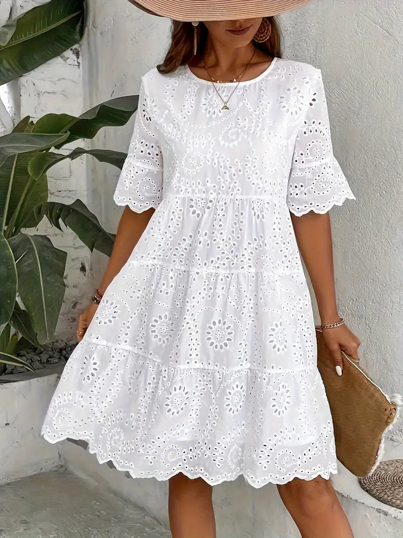 Victoria | Lace A-Line Mini Dress White