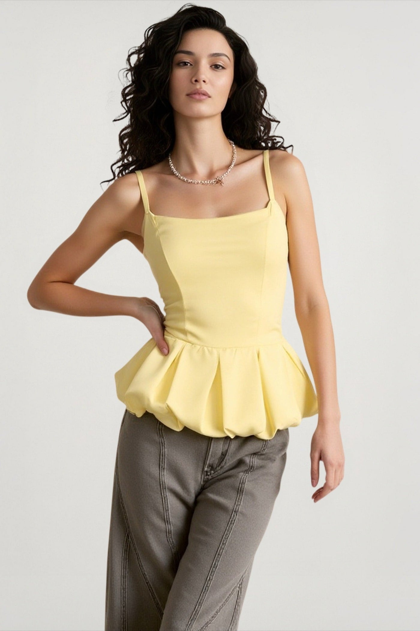 Satin Solid Waist Cami Top