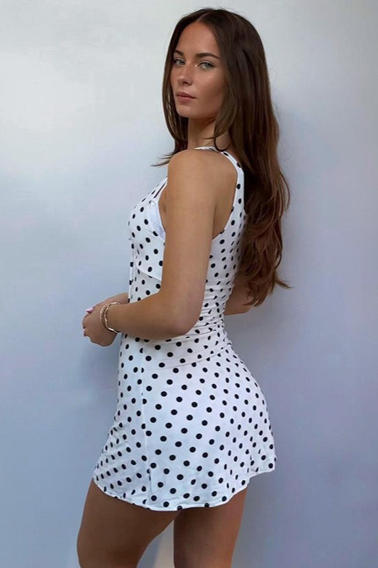 Polka Dot TieFront Slip Dress