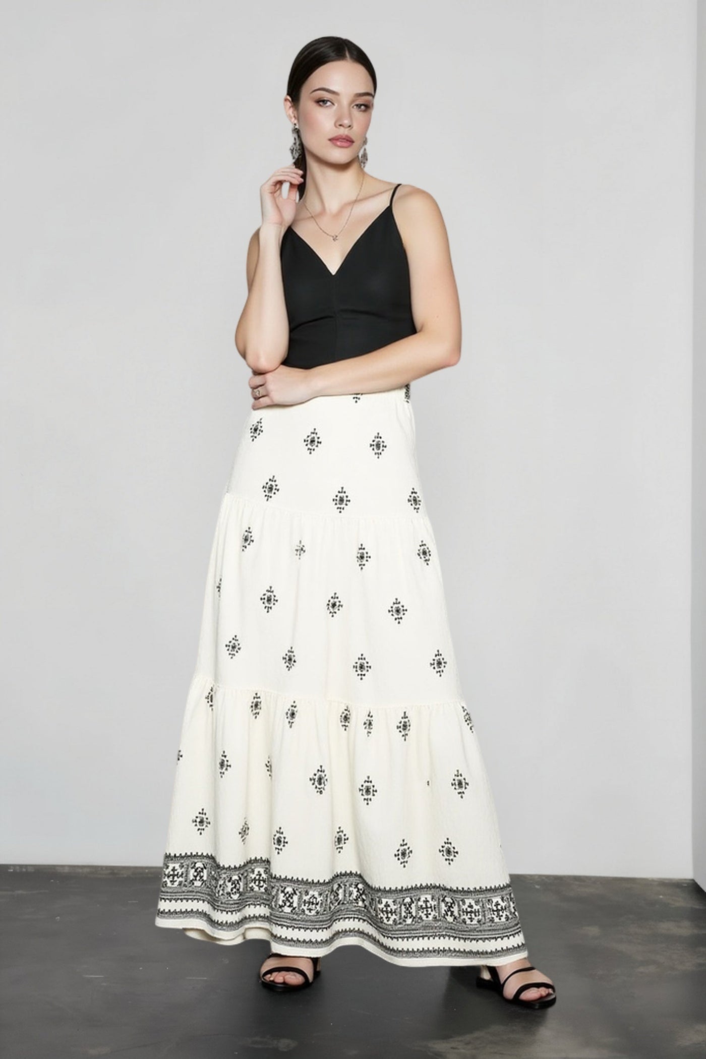 Boho Print High Waist A Line Vacation Skirt