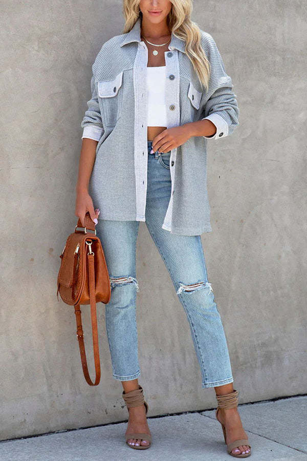 Always In Season Waffle Knit Shacket