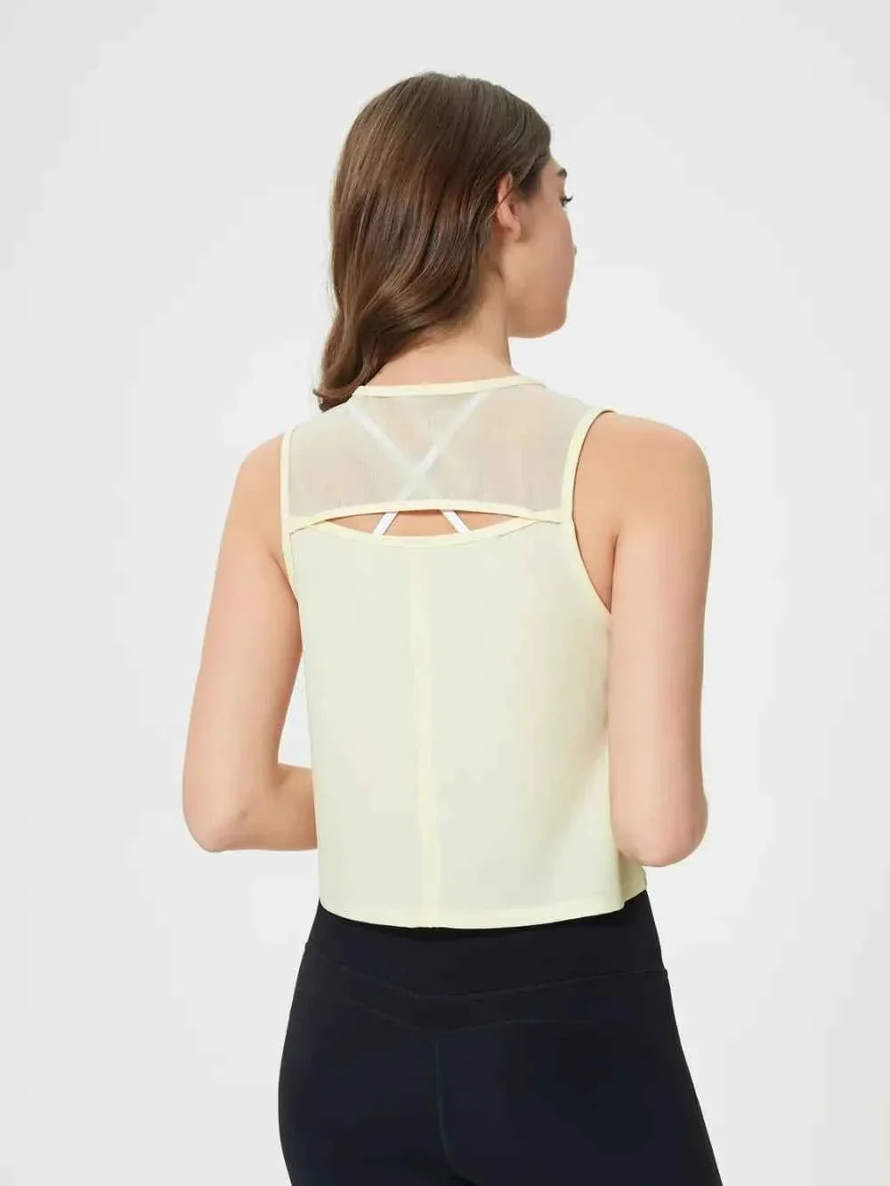 Round Neck Sleeveless Seam Detail Cropped Active Tank Top 32