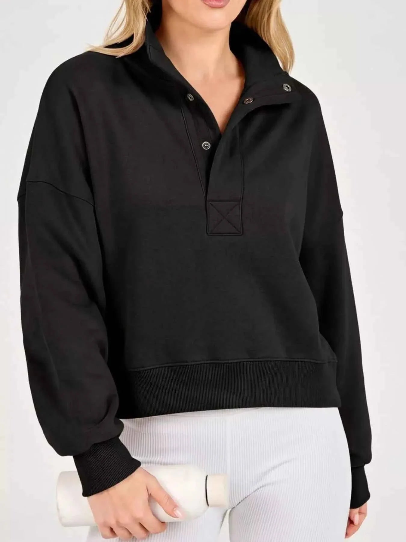 Half Snap Dropped Shoulder Sweatshirt