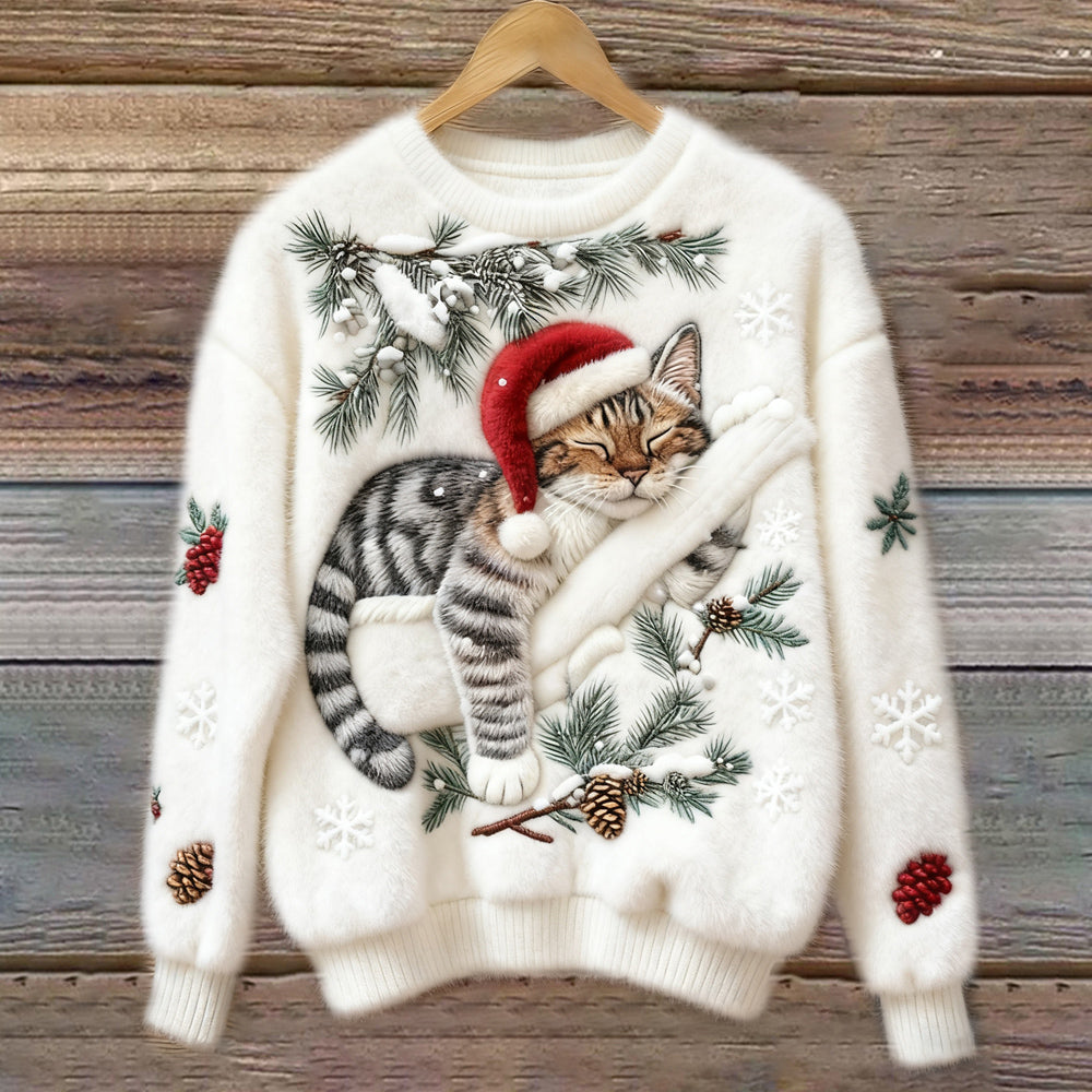 Women’s Sweater | Festive Cat Print
