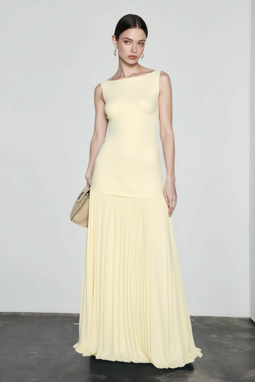 Sleeveless Knit Slip Prom Dress