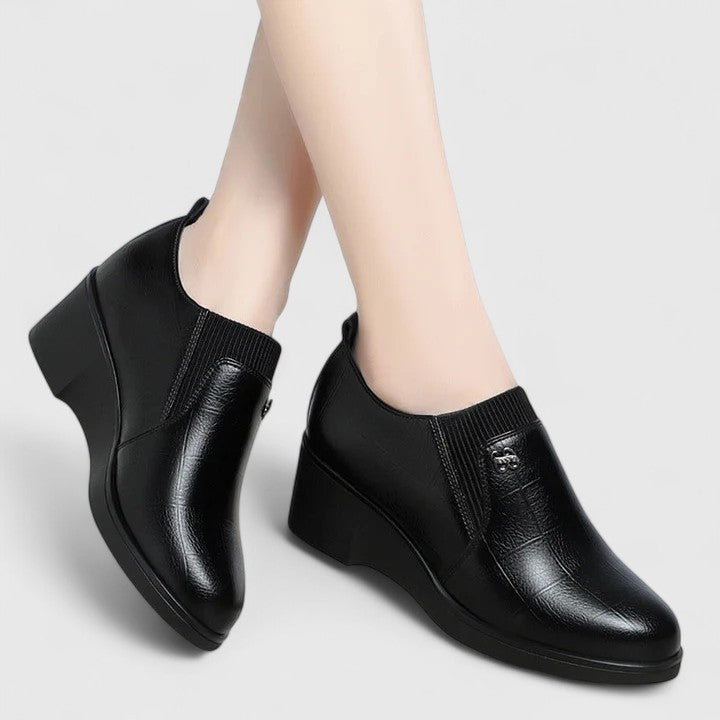 Pointed Toe Slip On Wedge Heel Ankle Shoes