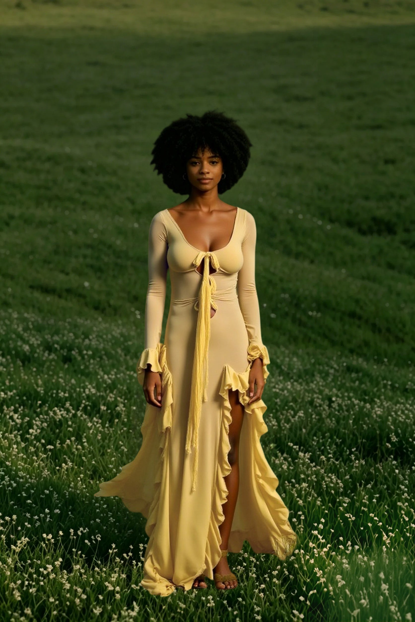 Deep V-Neck Maxi Dress