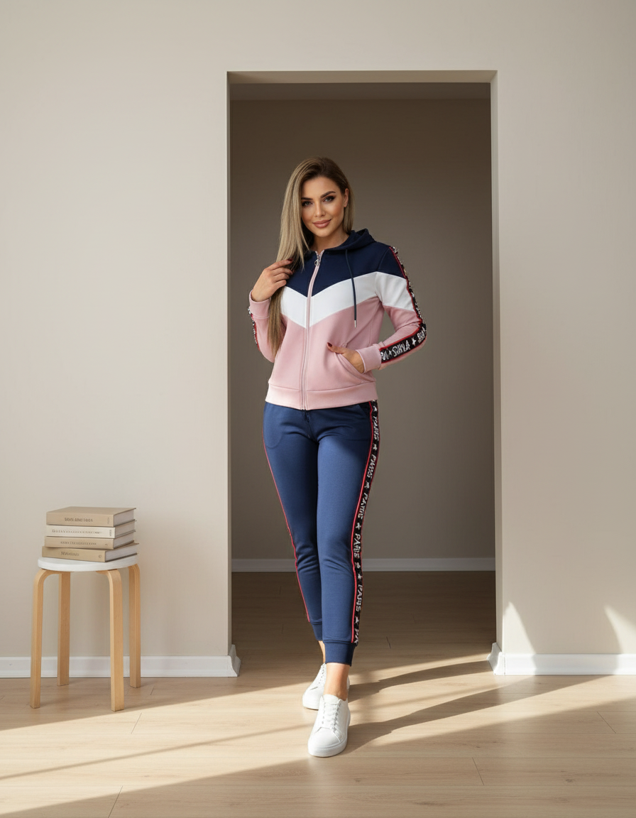 Tracksuit Winter Zipper Piece for Pants Autumn + 2 Set Long Sports Jacket Suit Fashion Women