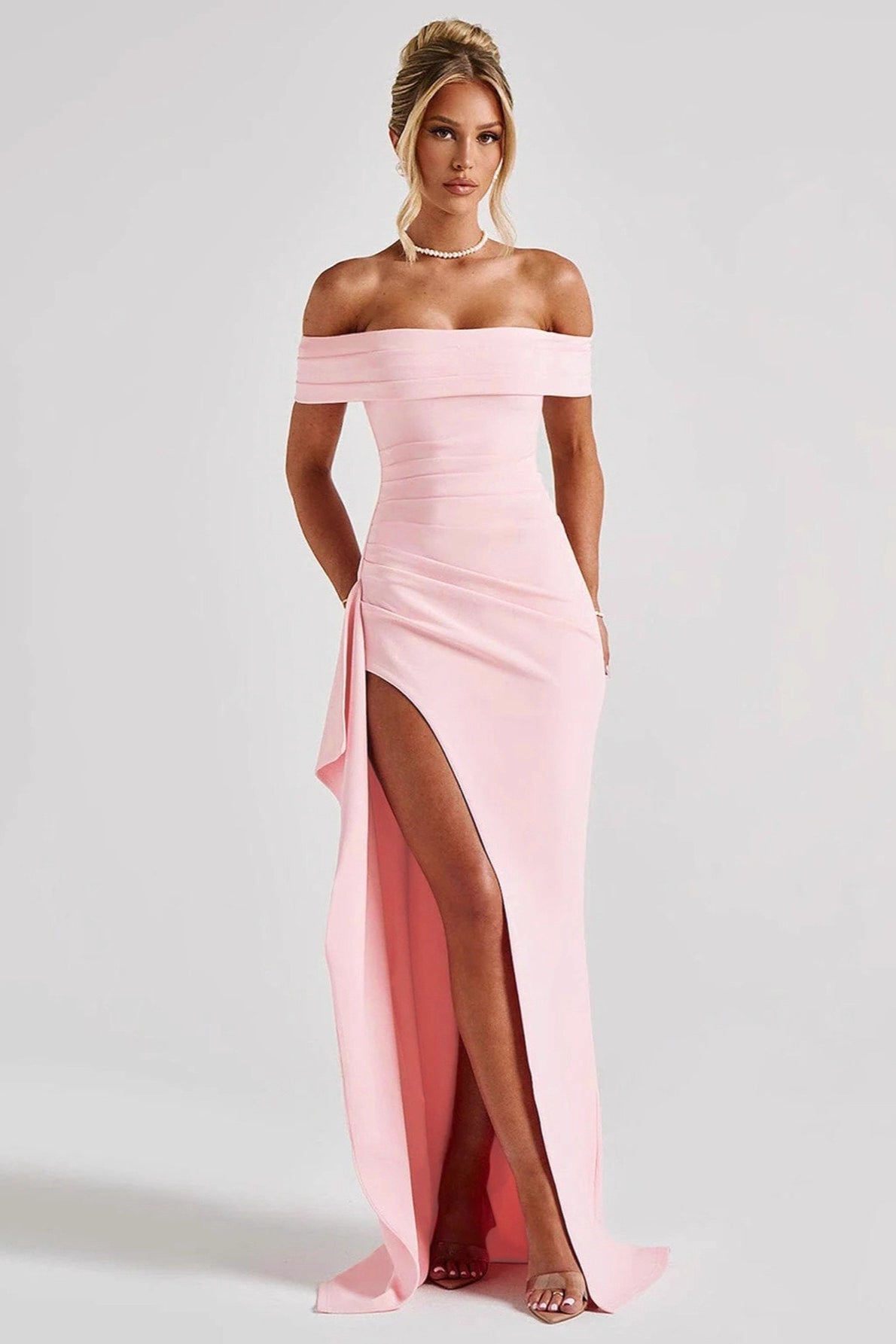 Wrap Drape Midi Prom Dress