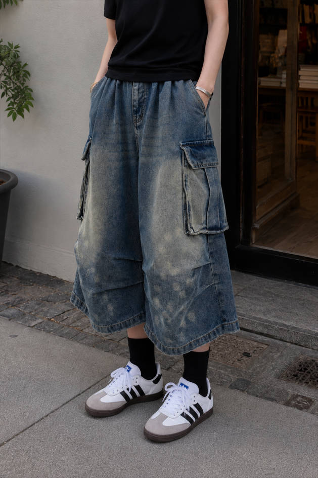 Ruched Straight-Leg Denim Jeans