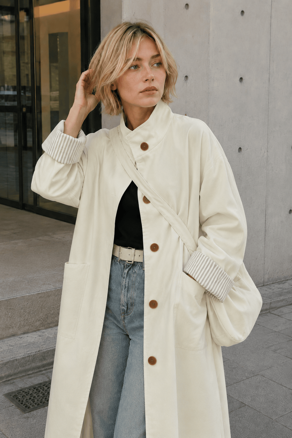 Relaxed Midi Blend Panel Design Overcoat