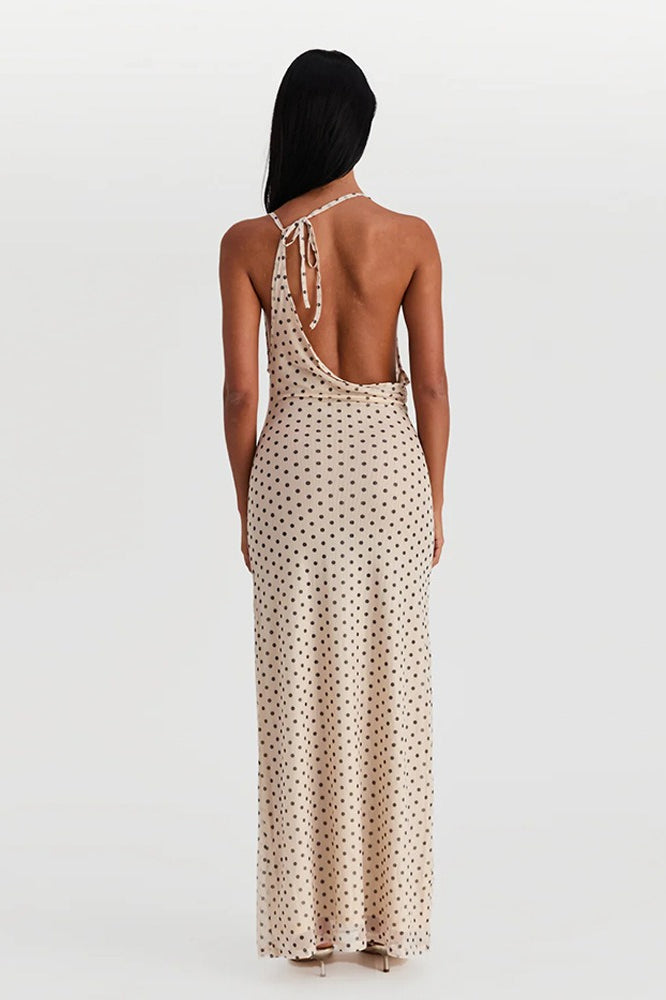 Polka Edition Dot Halter Neck Sleeveless Maxi Dress