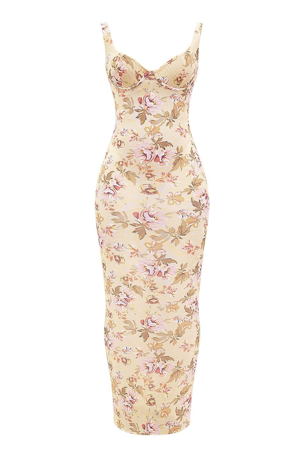 Floral Print Underwire Bust Bodycon Mermaid Maxi Dress 10