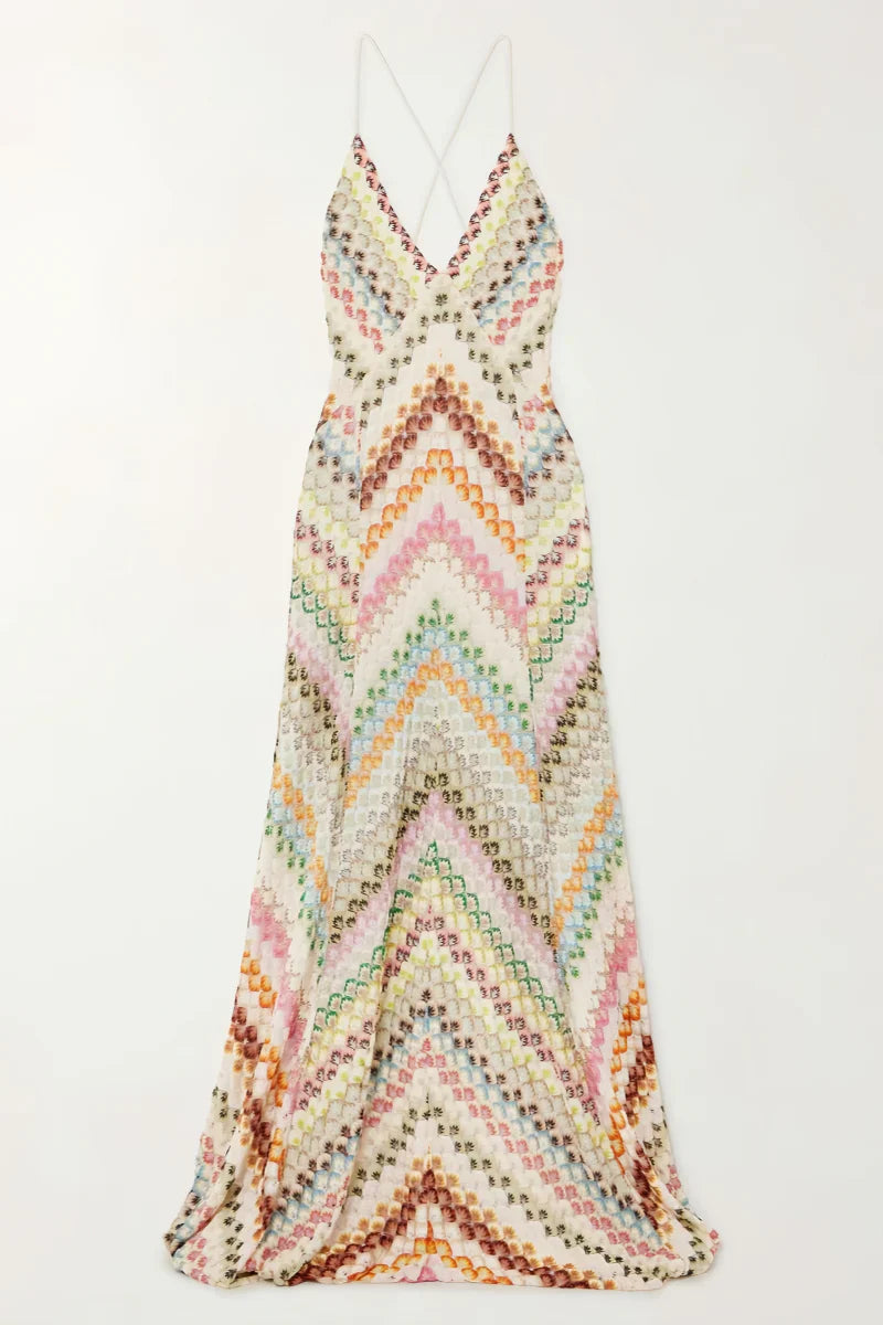 Haley Open-Back Crochet Knit Maxi Dress - View 3