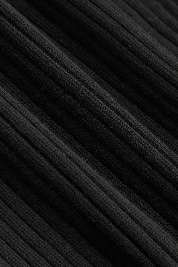 Contrast Ruffled Slim French Knit Sweater Dress