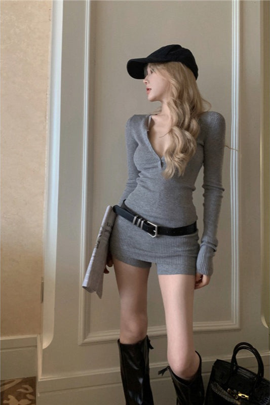 Slinky Knit Sweater Shorts Knit Set