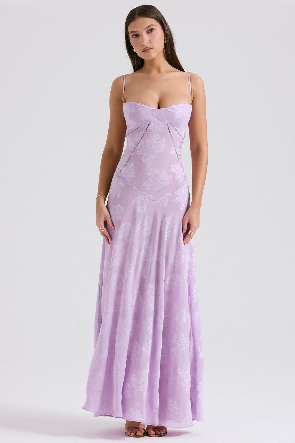 Lace Tie-Strap Romantic Maxi Dress - View 6