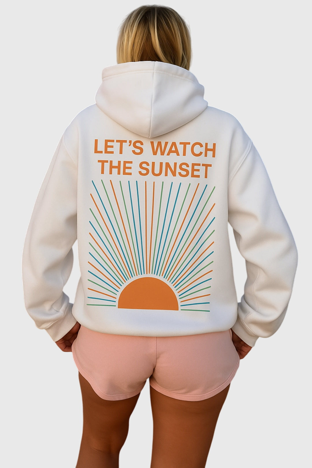 Sunset Graphic Print Drawstring Hoodie