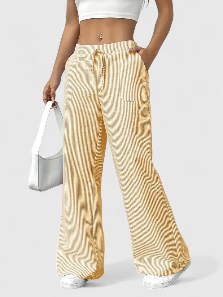 High Waist Striped Wide Leg Pants