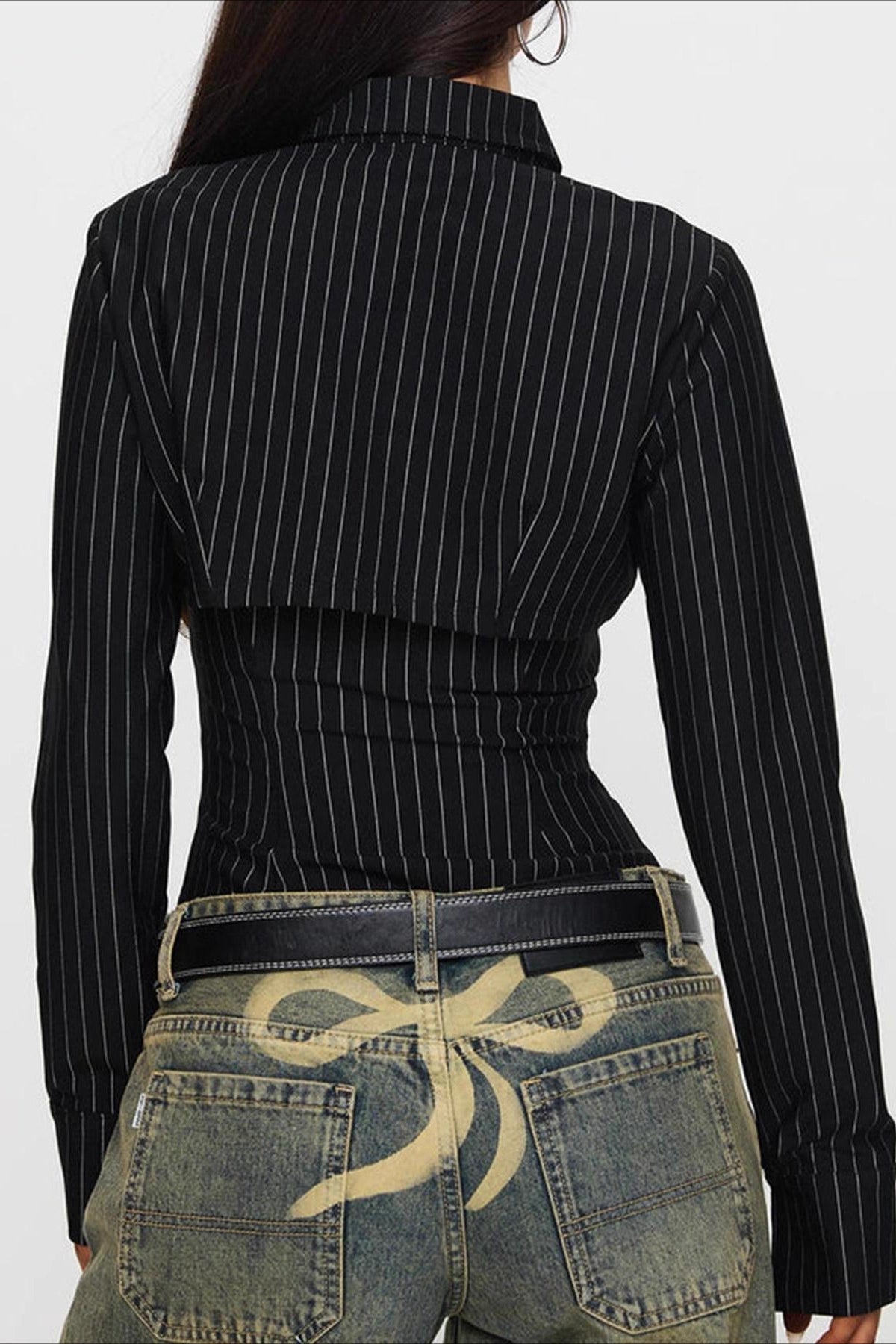 Sheer Button Front Long Sleeve Top