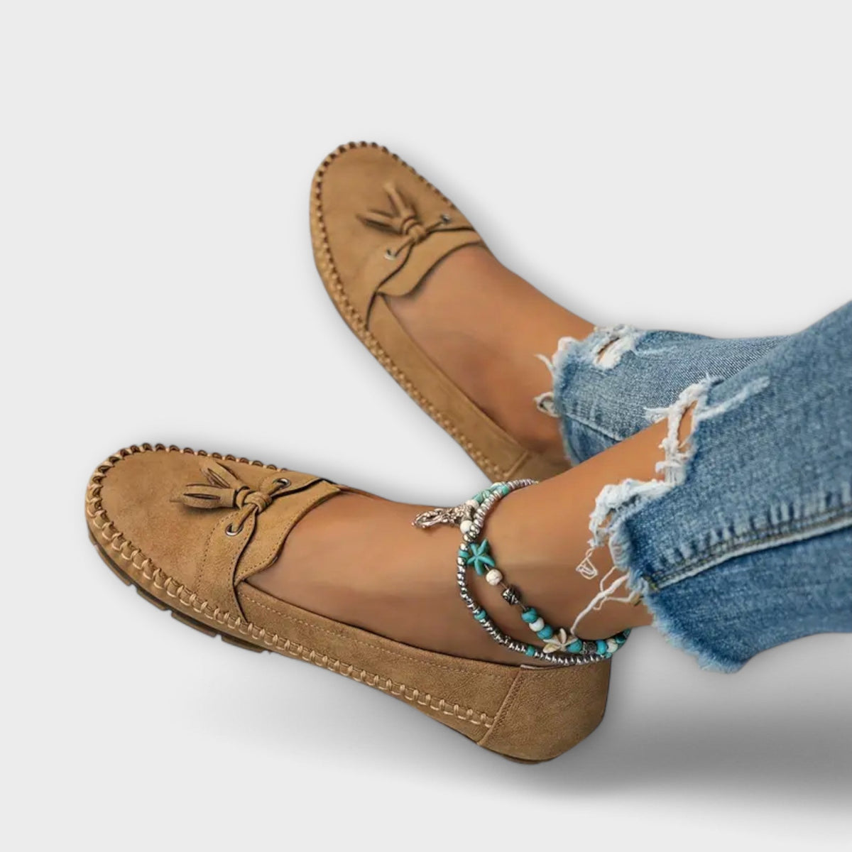 Suede Look Tassel Round Toe Slip On Loafers