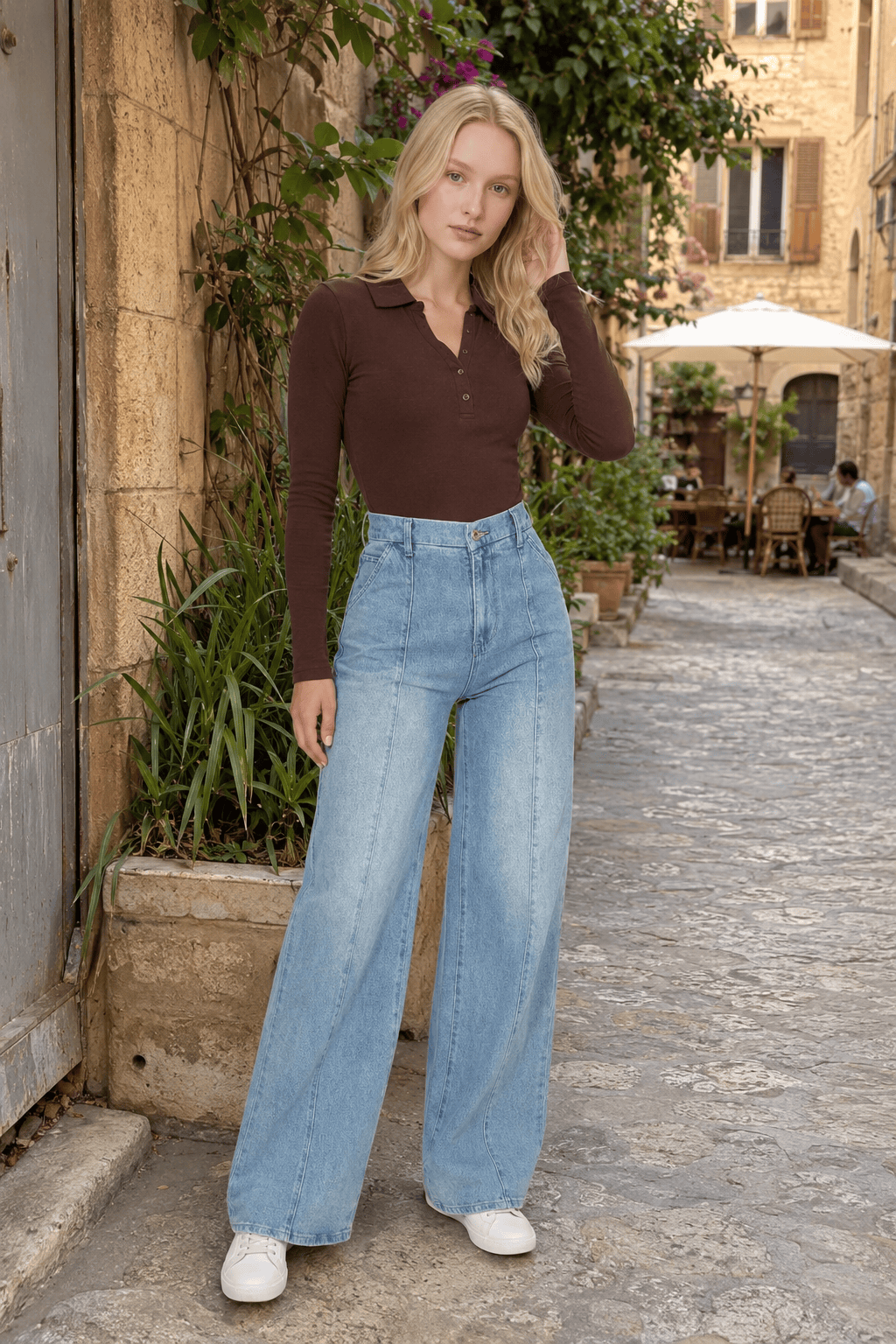 High-Waist Straight-Leg Denim Jeans