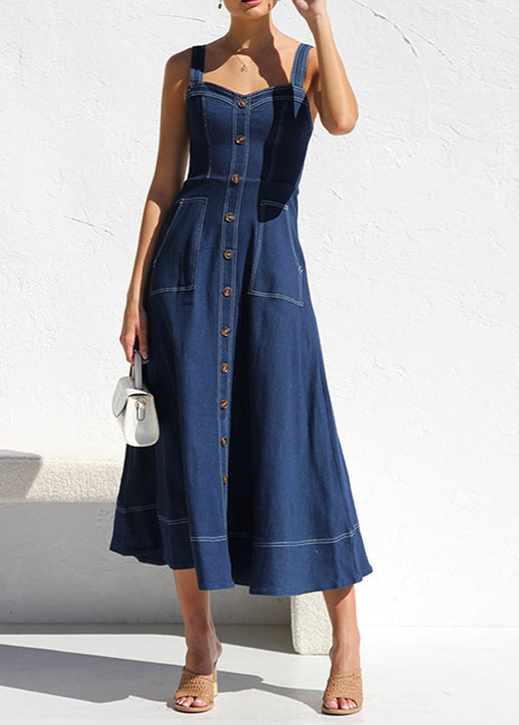 Indigo Santorini - Denim Button-Down Midi Dress