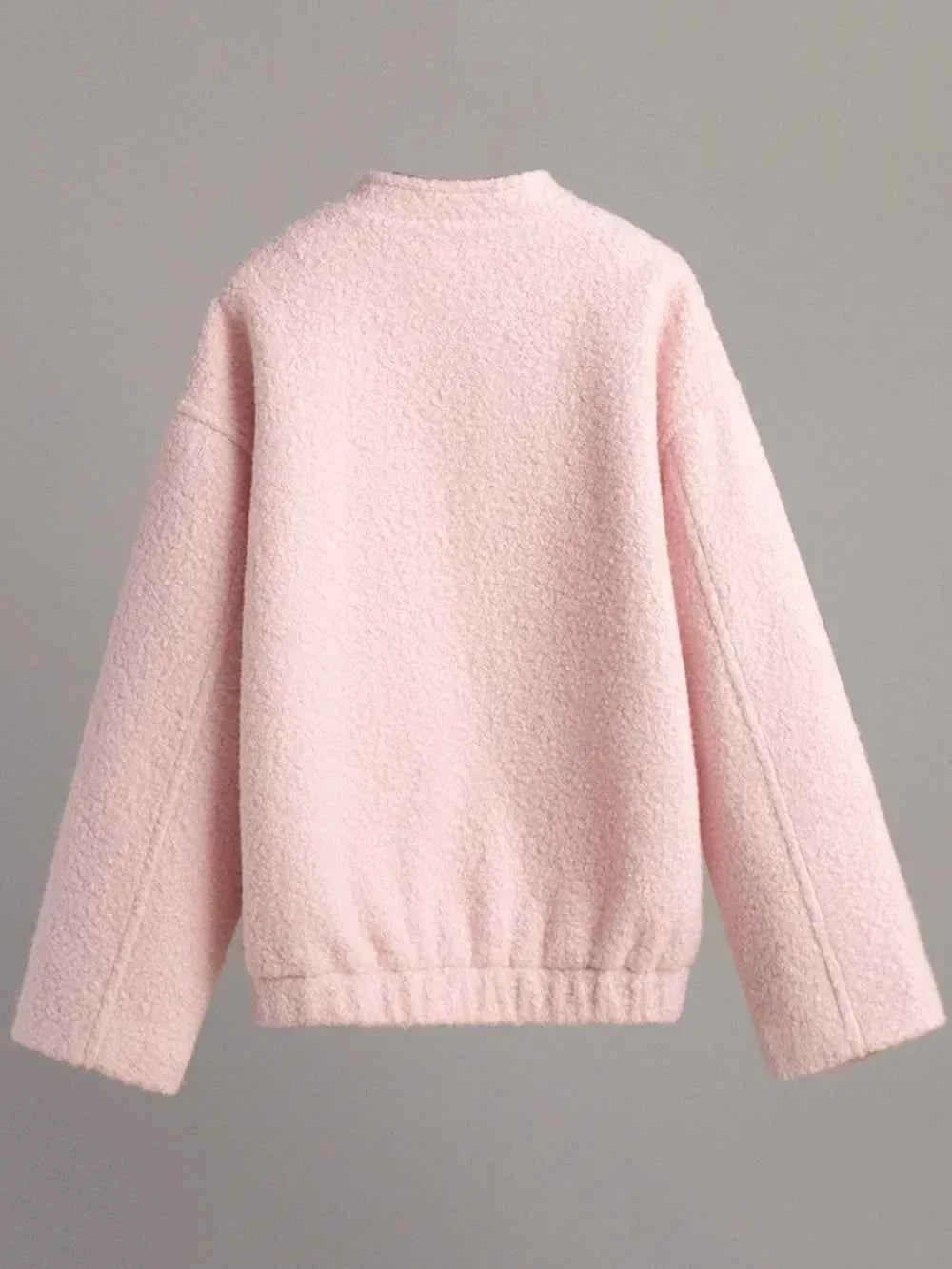 Teddy Fleece Stand Collar Oversized Drop Shoulder Jacket 3