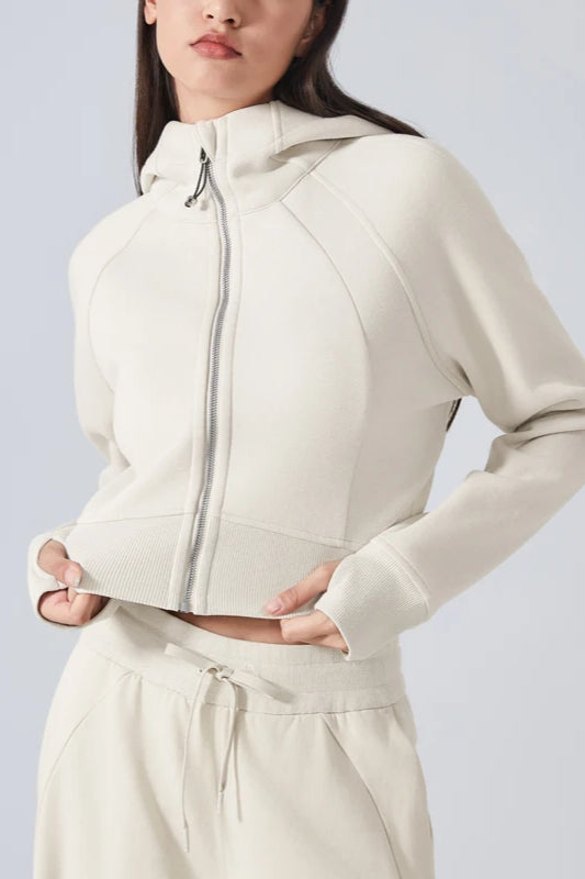 Cropped Fleece Workout Jacket