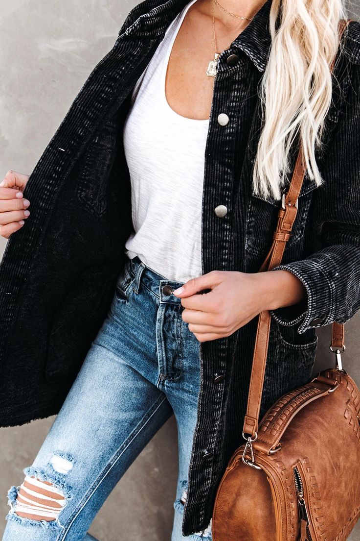 Oversized Corduroy Distressed Coat