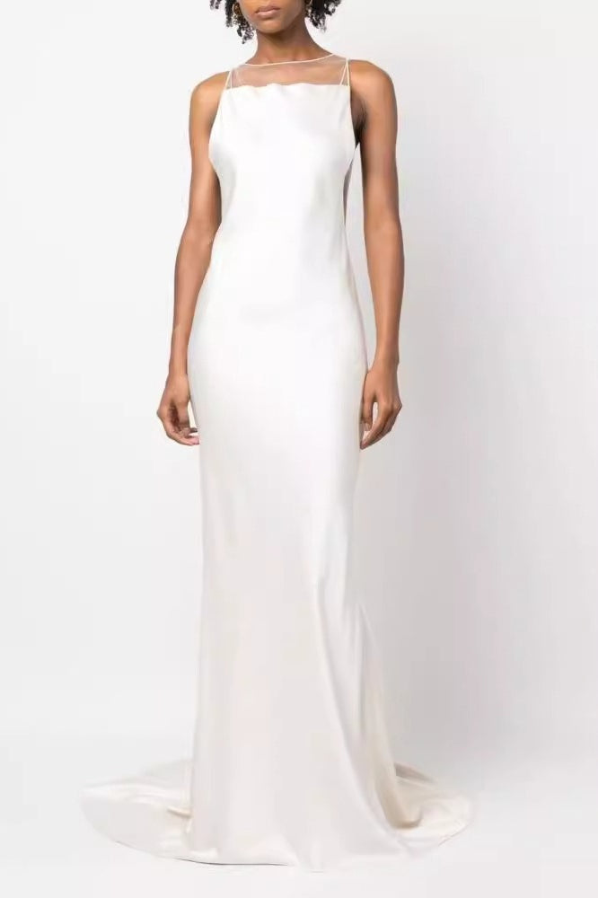 Corset Strapless Open Back Reception Dress