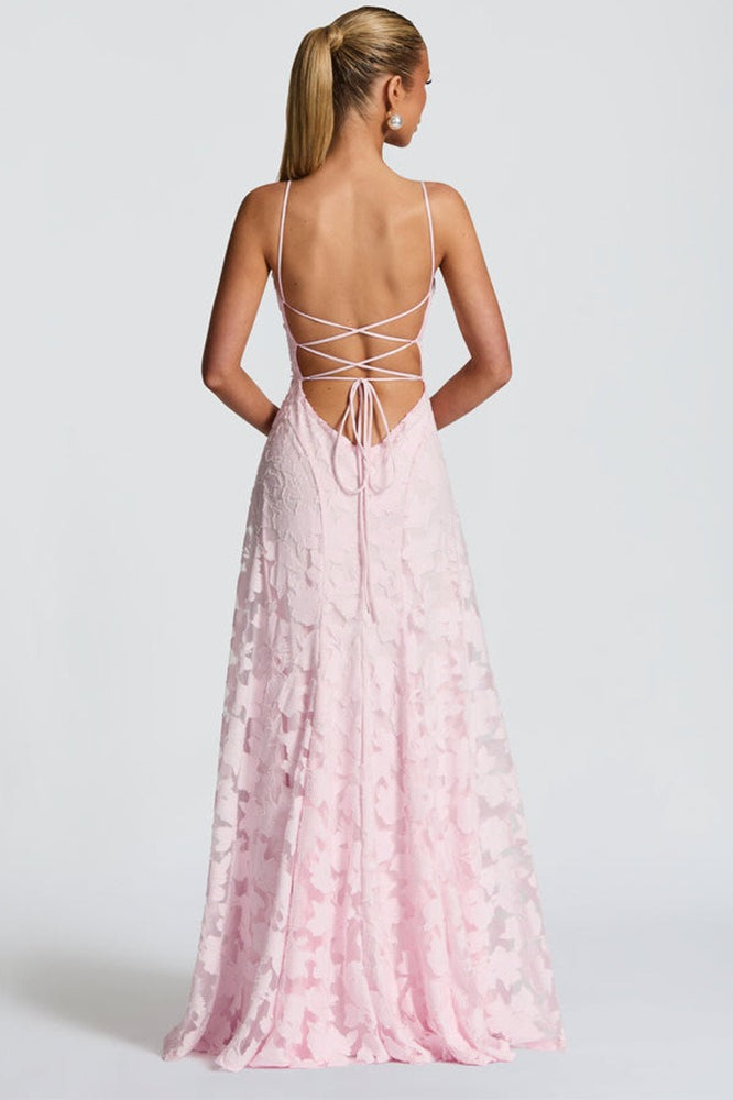 Chiffon Backless Spaghetti Strap Maxi Dress - View 7