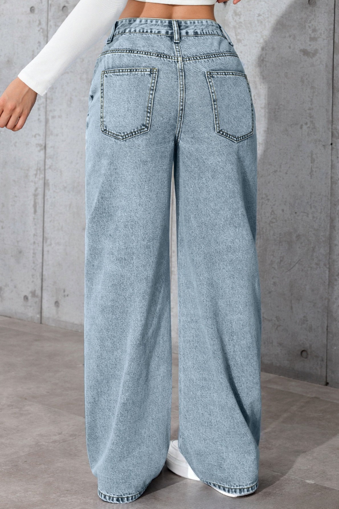 High-Waist Straight-Leg Denim Jeans