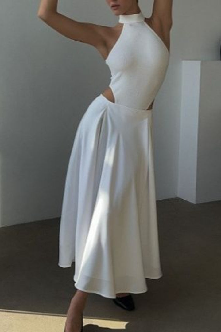 Satin High Waist Circle Maxi Skirt