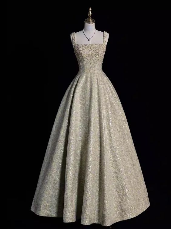 Gengrous Straps Ball Gown Sequin Beaded Long Evening Dress Prom Dress cc1441